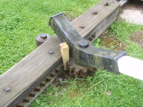 wood wedges hold this gate in this position.